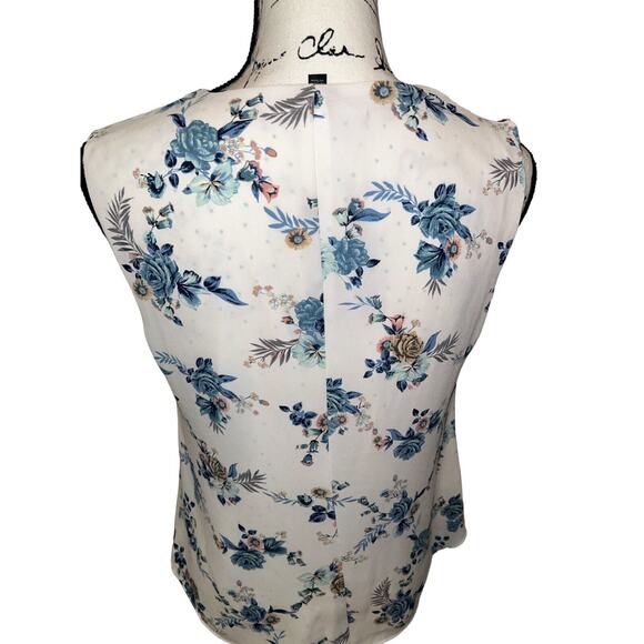 White House Black Market Size 4 Floral Chiffon Layered Sleeveless Blouse - Picture 6 of 9